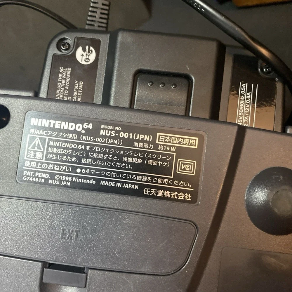 Nintendo 64 Console Bundle OEM Charcoal, NUS-001 Japan Model Untested  A2